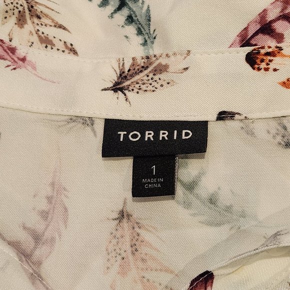 Boho Feather Print Button Down Shirt from Torrid - Picture 4 of 4